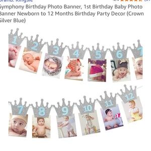 Silver Glitter Crown with Blue Number 1 monthly picture holder -new